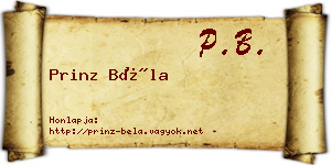 Prinz Béla névjegykártya